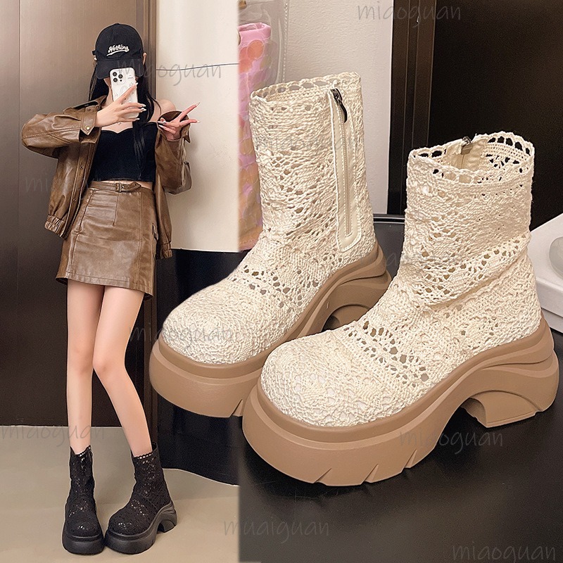 Street Fashion Outfit - Autumn Platform Thick Bottom Woman Ankle
