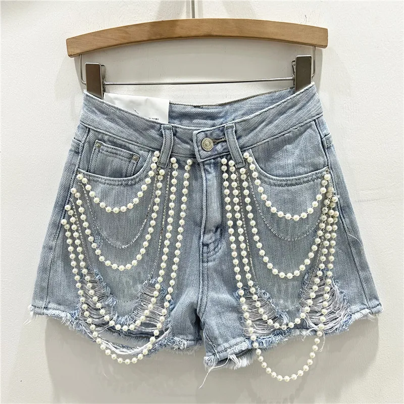 Distressed Jean Rip - Ripped Holes Distressed Jean Denim Shorts