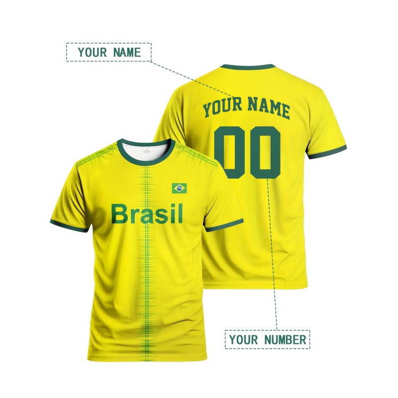 3D Printed Brazil Sports T-Shi - Street Fashion Brazil recension och pris