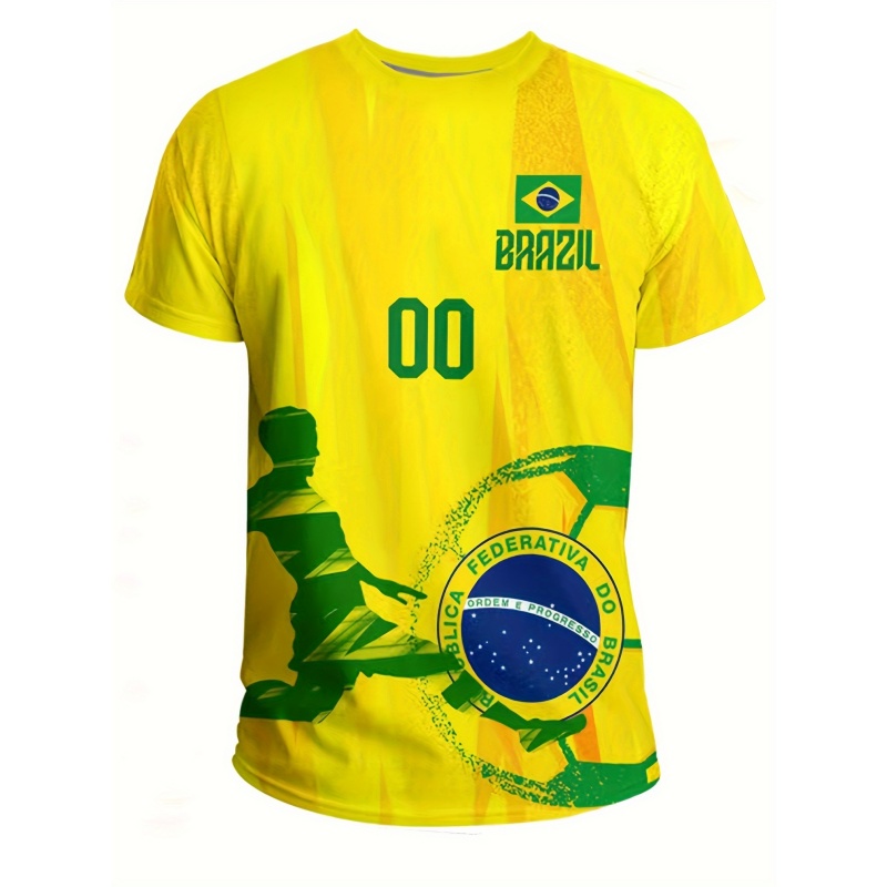 3D Printed Brazil Sports T-Shi - Street Fashion Brazil recension och pris