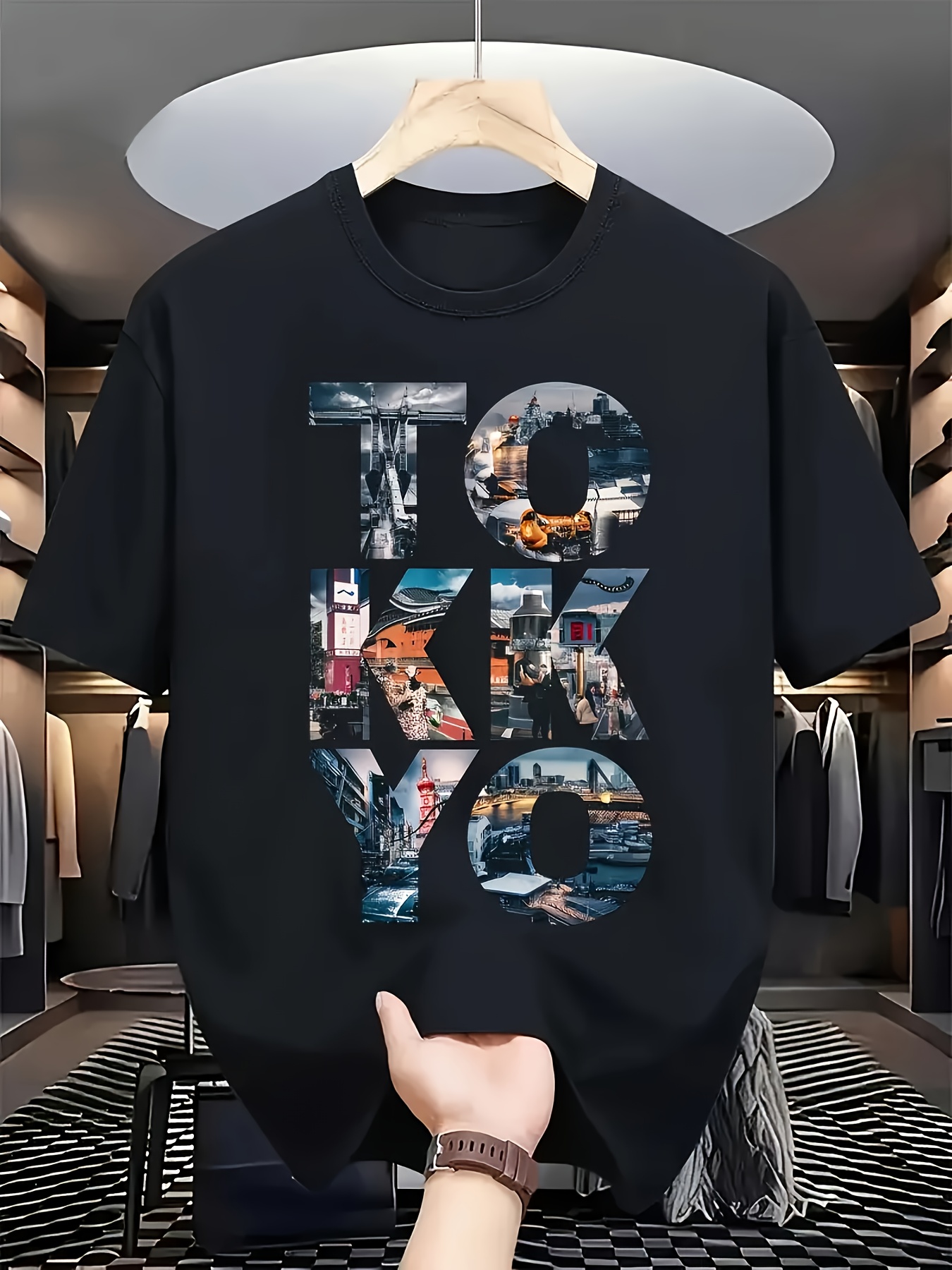 Trendy Men's Black Graphic T-S - Street Fashion Tokyo recension och pris