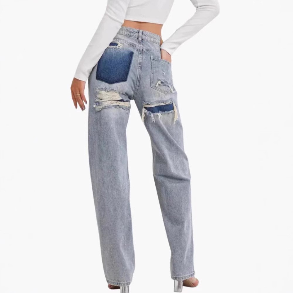 Women's Mid Waist Loose Fit Di - Distressed Jean Rip recension och pris