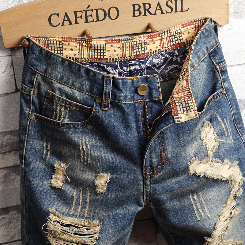 Ripped Hip-hop Denim Shorts Me - Distressed Jean Rip recension och pris