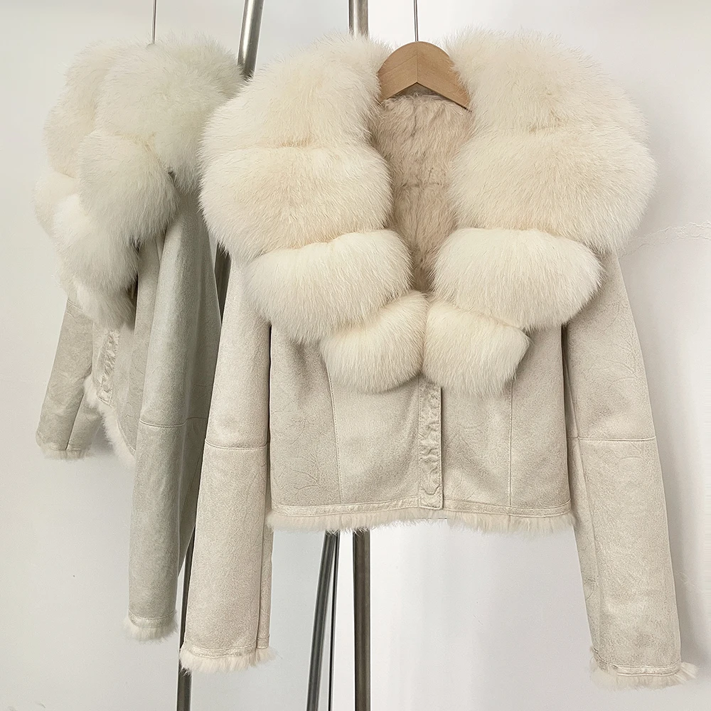 OFTBUY Natural Fox Fur Collar  - Street Fashion Official recension och pris