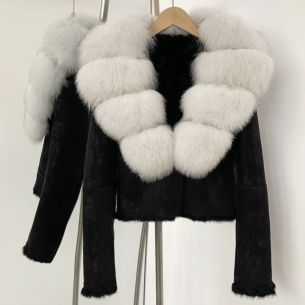 OFTBUY Natural Fox Fur Collar  - Street Fashion Official recension och pris