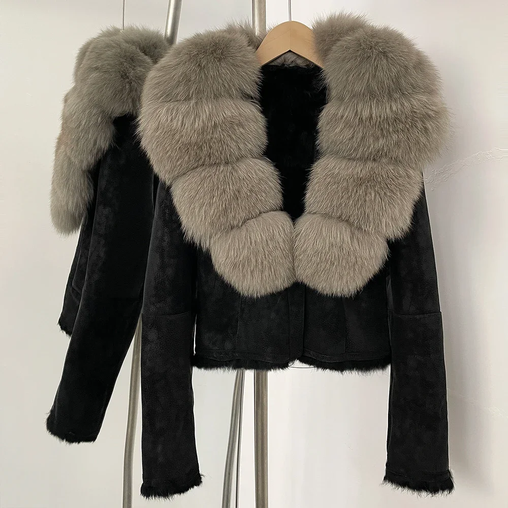 OFTBUY Natural Fox Fur Collar  - Street Fashion Official recension och pris