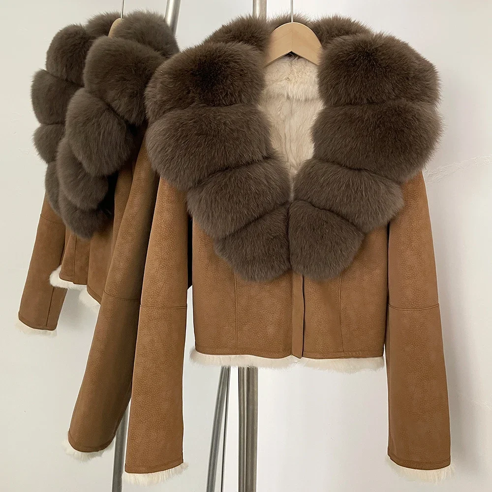 OFTBUY Natural Fox Fur Collar  - Street Fashion Official recension och pris