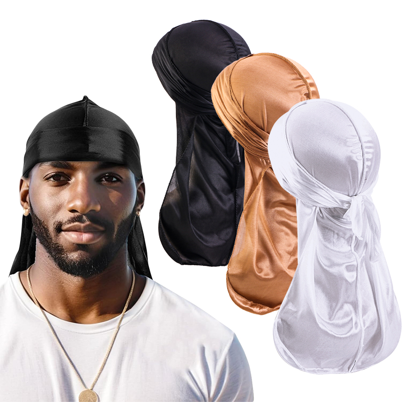 3PCS/LOT Long Durag Silk Satin - Street Fashion Hats recension och pris