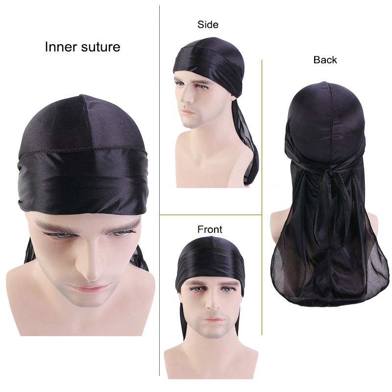 3PCS/LOT Long Durag Silk Satin - Street Fashion Hats recension och pris