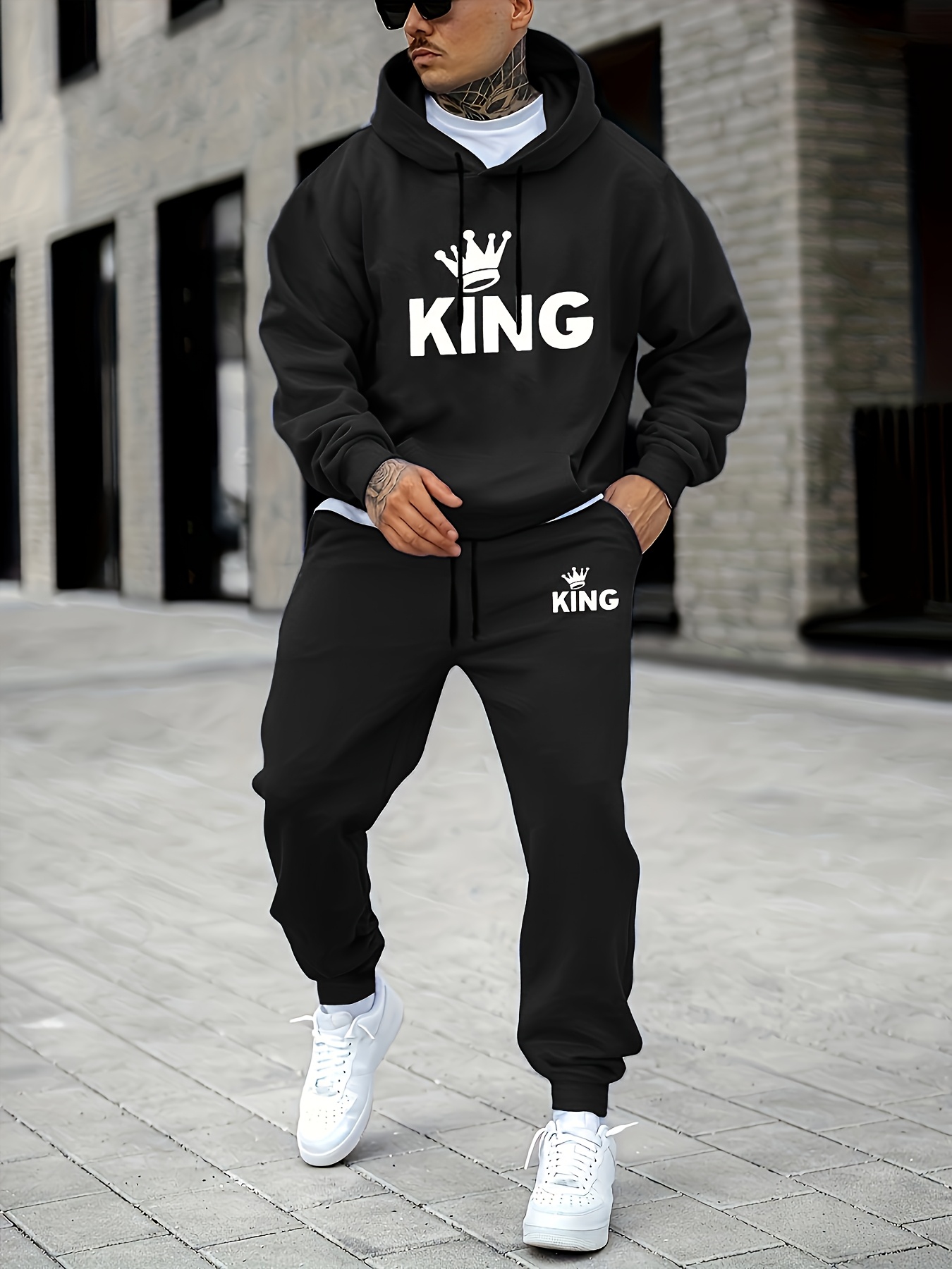Men's KING Crown Print Tracksu - Street Fashion Art recension och pris