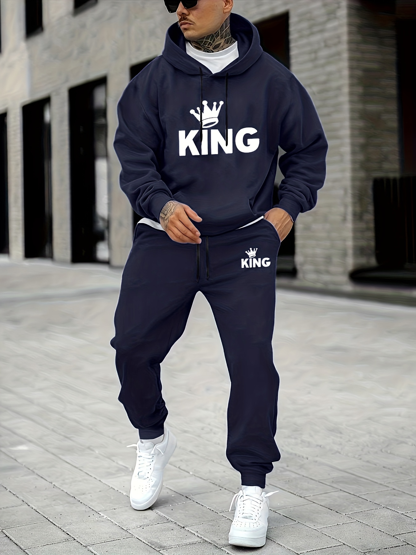 Men's KING Crown Print Tracksu - Street Fashion Art recension och pris