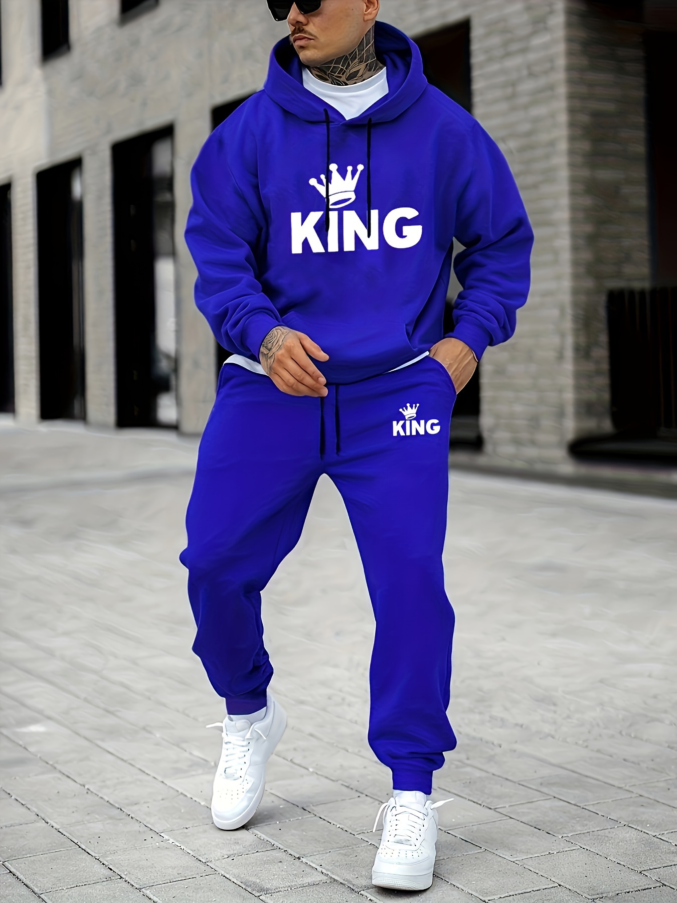Men's KING Crown Print Tracksu - Street Fashion Art recension och pris