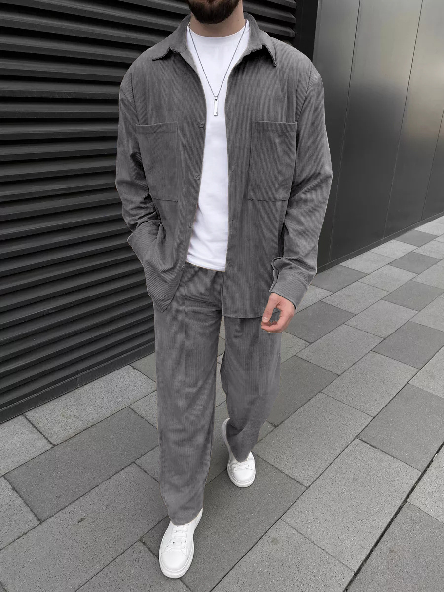 Men's Corduroy Two-Piece Outfi - Street Fashion Outfit recension och pris