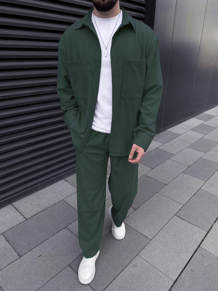 Men's Corduroy Two-Piece Outfi - Street Fashion Outfit recension och pris