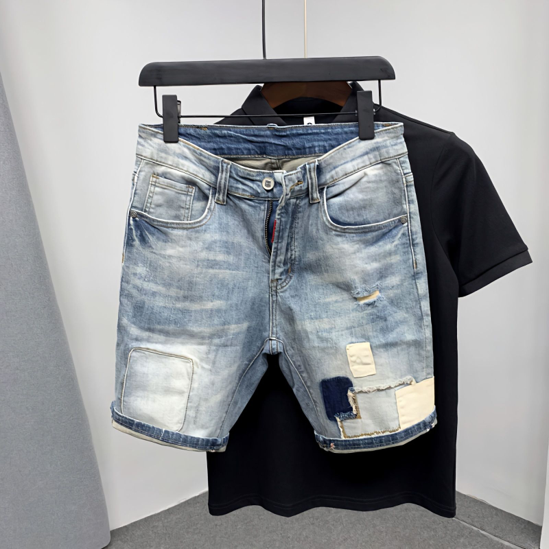 Straight Male Denim Shorts Rip - Distressed Jean Rip recension och pris