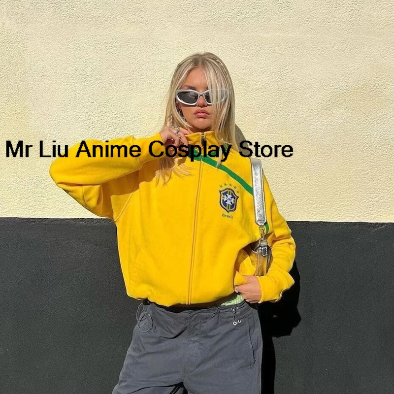 Y2k Brasil Flag Jacket Retro F - Street Fashion Brazil recension och pris