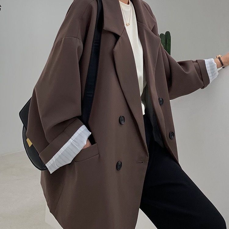 Vintage Brown Blazer Women Ele - Street Fashion Official recension och pris