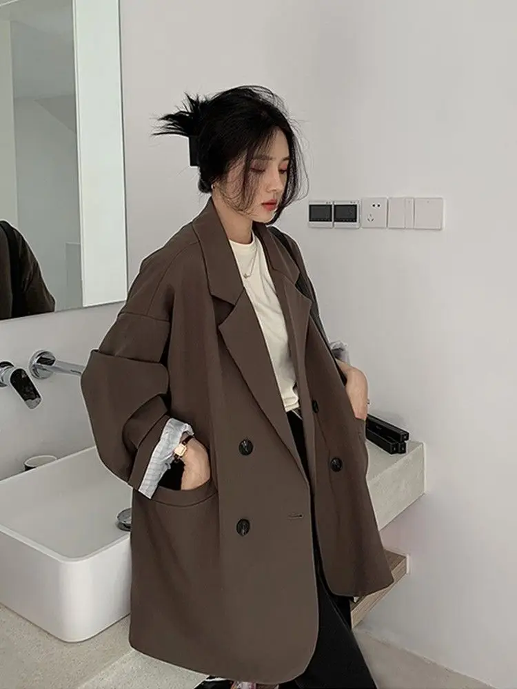 Vintage Brown Blazer Women Ele - Street Fashion Official recension och pris