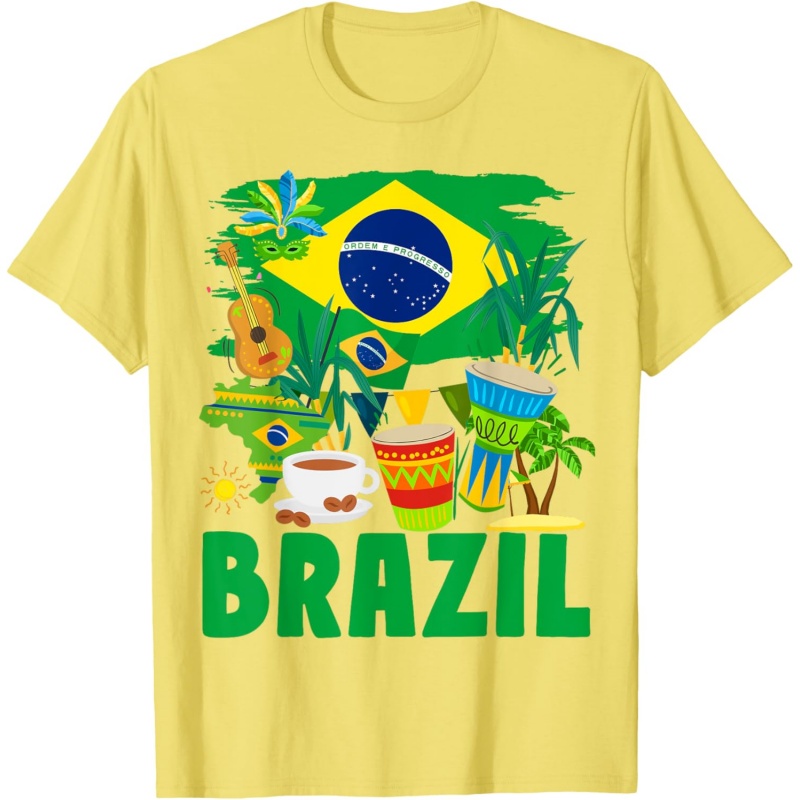 3D Printed Brazil Music T-Shir - Street Fashion Brazil recension och pris
