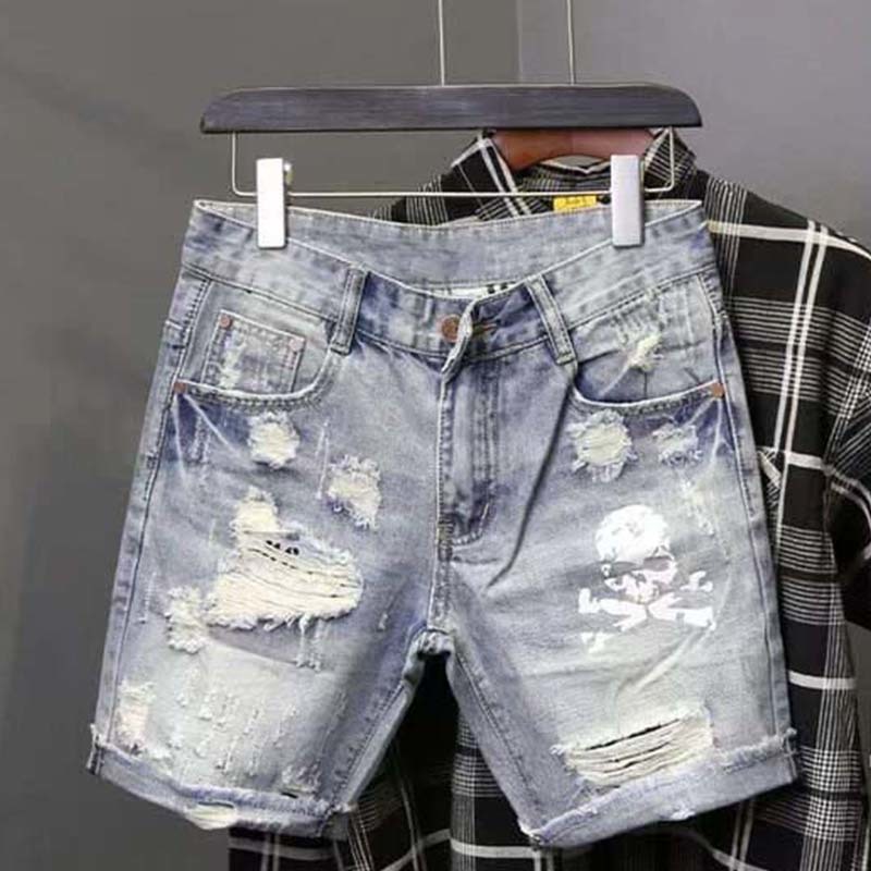 Summer Men's Worn Bead Hole Be - Street Fashion Jeans Men recension och pris