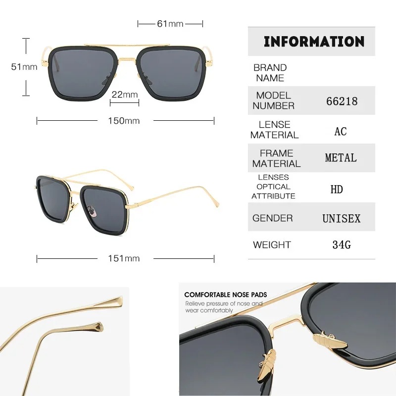 Steam Punk Tony Stark Sunglass - Street Fashion Glasses recension och pris